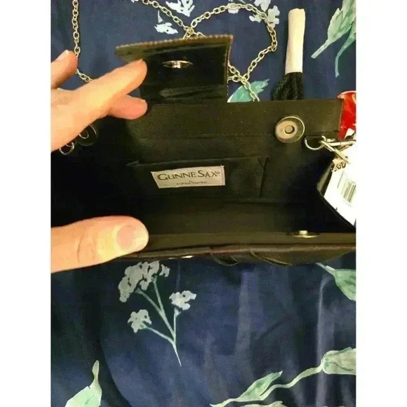 Gunne Sax NWT Rhinestone Bag with Chain Black Evening Holiday Crossbody - Picture 4 of 6